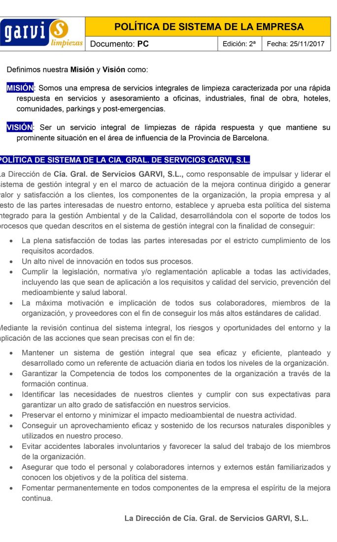 Política Sistema de Empresa