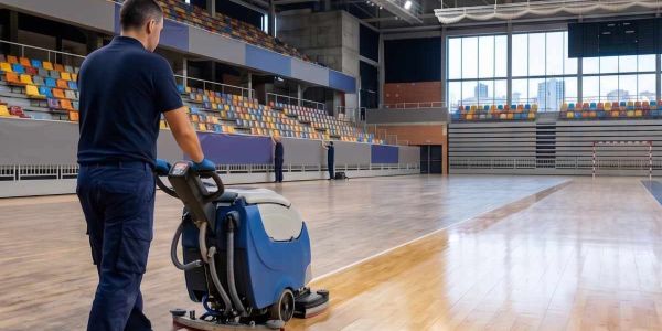 Limpieza profesional de un pabellón para la organización de un evento deportivo